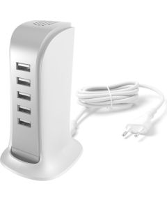 Dudao   5x USB charger with built-in EU power cable white (A5EU) Telefonu lādētāji 220v