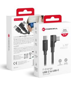 Forcell   Cable USB C to USB C Forcell F-Energy QC4.0 PD 5A 100W Cafule 90° 2 m CC-1Deg black Data USB kabeļi