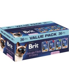 BRIT Premium by Nature Delicate fillets in gravy Sterilised Box - wet cat food - 36x85g Консервы кошек