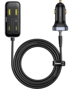 Baseus BackseatPal L1 Автомобильное зарядное устройство 110W 3 x USB-A + 3 x USB-C с удлинителем 1,5 m / чёрная Автомобильные зарядные устройства