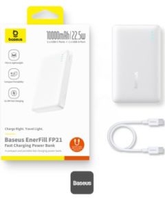 Baseus EnerFill FP21 Портативный аккумулятор 10000 mAh 22.5W USB-A USB-C / белый Power-банки