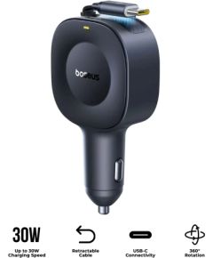 Baseus PrimeTrip VR2 Автомобильное зарядное устройство 30W со сворачиваемым кабелем USB-C / чёрная Автомобильные зарядные устройства