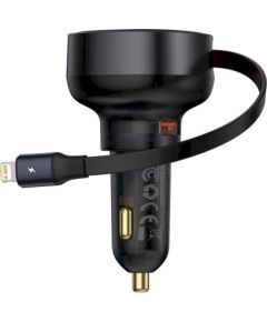 Baseus Enjoyment Pro 55W Автомобильное зарядное устройство USB-A со сматывающимся кабелем Lightning / чёрная Автомобильные зарядные устройства