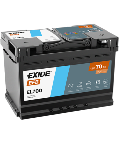 70Ah 760A akumulators EXIDE EL700 278x175x190-+ Аккумуляторы