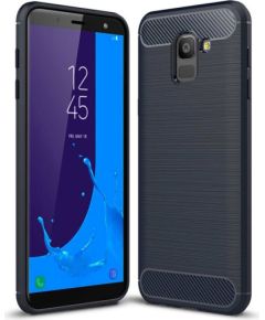 Hurtel Carbon Case flexible case cover Samsung Galaxy J6 2018 J600 blue Neoriģinālie Maciņi