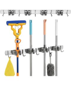 Maclean Wall-Mounted Organizer for Garden Tools and Mops, Steel, with Hooks, Max. Load 20 kg, Width 49 cm, MC-184 Priekšnama mēbeles