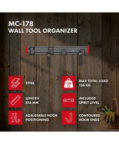 Maclean Wall-Mounted Tool Organizer, steel, max. load 136 kg, width 816 mm, MC-178 Priekšnama mēbeles
