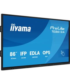 Монитор iiyama 86"W IFP 40-точечный сенсорный экран PureTouch IR 2,17 м (85,6") Wi-Fi 4K Ultra HD Встроенный процессор Android (TE8613A-B3AG) LED / LCD мониторы