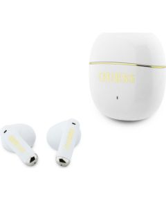 Guess   Gold Line Glossy Classic Logo TWS Wireless Earphones White Austiņas