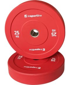 Gumijas svaru disks inSPORTline Bumper Plate Go 25 kg 50 mm Hanteles