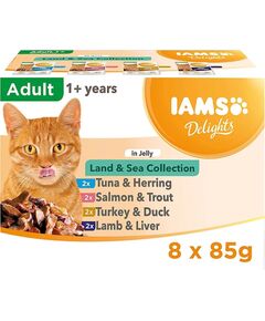 Eukanuba IAMS DELIGHTS Land & Sea Collection in Jelly box – wet cat food – 8x85g Barība