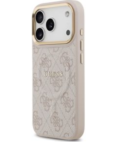 Guess PU Leather 4G Gold Frame MagSafe Case Защитный чехол для iPhone 17 Pro / розовый Чехлы - альтернативные