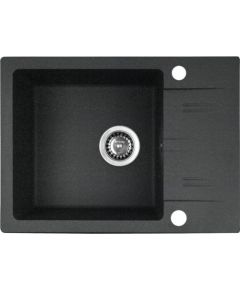 Zlewozmywak PYRAMIS LEFKADA (59x44) 1B 1D czarny + Bateria Lungo volcano Black Edition - 070261111LBE Virtuves izlietnes
