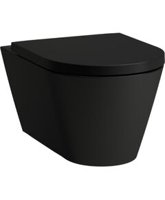 Laufen pods ar QR/SC vāku Kartell rimless, stiprināms pie sienas, 370x545 mm, matēts melns Podi pie sienas