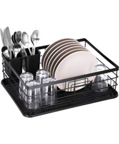 Springos Металлическая сушилка для посуды и столовых приборов 31,5x42x14,5 см с поддоном, черная, KI0134 Citi trauki