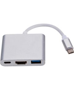 RoGer Multimedia Adapter Type-C to HDMI (4K @ 30Hz, 1080P @ 60Hz) + USB 3.0 Серебряный Зарядные устройства