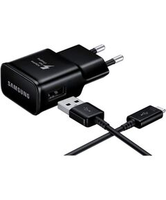 Charger Samsung EP-TA200NBE 15W + Type-C black Telefonu lādētāji 220v