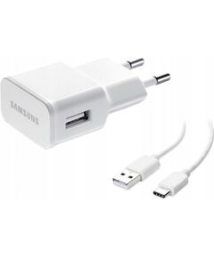 Charger Samsung EP-TA200NWE 15W + Type-C cable  white Telefonu lādētāji 220v