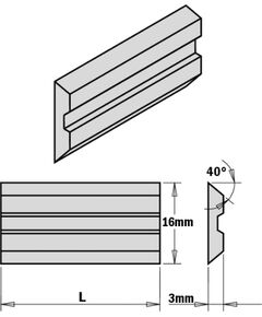 Ēveles asmeņi CMT 795.170.16; 170x16x3 mm; 2 gab. Строгальные ножи