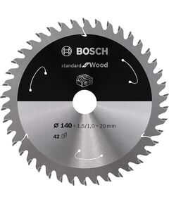 Griešanas disks kokam Bosch Standard for Wood 2608837672; 140x20 mm; Z42 Zāģripas