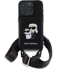 Karl Lagerfeld Saffiano Crossbody Strap Karl and Choupette Case Защитный чехол для iPhone 16 Pro / чёрный Чехлы - альтернативные