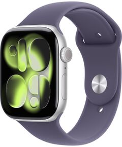 Apple Watch Series 11 GPS + Cellular 46mm Silver Aluminium Case with Purple Fog Sport Band - S/M Smart-Watch Pulksteņi