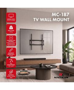 Maclean TV Mount / Bracket, max VESA 400x400, 32-75", up to 45 kg, black, tilt adjustment 0°–8°, MC-187 Крепления для телевизоров