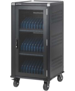 Manhattan Laptop Charging Cabinet Trolley/Cart via USB-C 65W 16" 30-bay, Suitable for USB-C laptops (to 16"), iPads, MacBooks, Chromebooks, other USB-C devices, Bays 395x32.5x290mm, USB-C charging cables included,Cabinet, UK & EU Telefonu lādētāji 220v