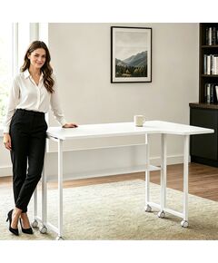 Maclean Folding Desk/Table, White, Mobile, 100x73 cm, max. 50 kg, Corner, L-Shaped, MC-126 L/W Новинки Для дома и сада 
