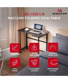 Maclean Folding Desk, Black, Mobile, 100x65 cm, max. 50 kg, Corner, L-Shaped, MC-1250 L/B Новинки Для дома и сада 