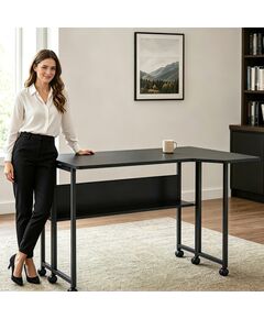 Maclean Folding Desk/Table, Black, Mobile, 100x73 cm, max. 50 kg, Angled, L-Shaped, MC-126 L/B Новинки Для дома и сада 