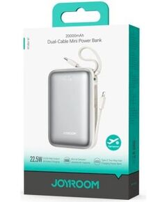 Joyroom JR-PBF29 Power Bank with Digital Display Type-C, PD 22.5W, 20000 mAh with built-in Double Type-C Cable Uzlādes akumulators / balts Power Banks