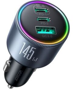 Joyroom Car Charger Mini C+C+U Зарядное устройство 145W с кабелем Type-C to Type-C 100W / чёрный Автомобильные зарядные устройства