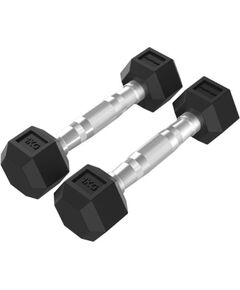 Tunturi Platinum Hex Rubber Dumbbell, 1kg, Pair Hanteles