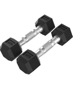 Tunturi Platinum Hex Rubber Dumbbell, 2kg, Pair Hanteles