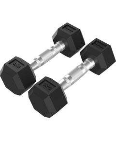 Tunturi Platinum Hex Rubber Dumbbell, 3kg, Pair Hanteles