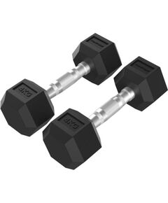 Tunturi Platinum Hex Rubber Dumbbell, 4kg, Pair Hanteles