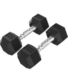 Tunturi Platinum Hex Rubber Dumbbell, 5kg, Pair Hanteles