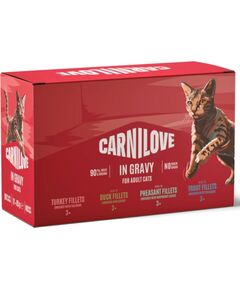 CARNILOVE CAT POUCH GRAVY MULTIPACK 12X85g Barība