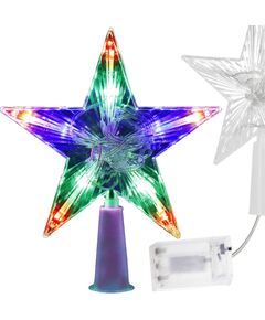 Ziemassvētku eglītes virsotnes zvaigzne Springos CL4129 10 LED, daudzkrāsaina Ziemassvētku lampiņas, LED virtenes