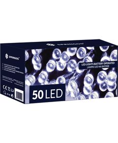 Springos CL4028 СВЕТОДИОДНЫЕ ФОНАРЫ НА БАТАРЕЕ 50 светодиодов Ziemassvētku lampiņas, LED virtenes