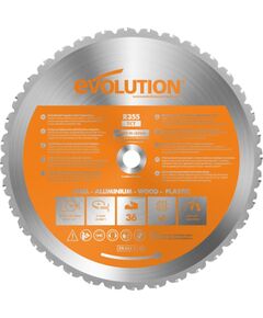 Griešanas disks Evolution EVO-355-MULTI; 355 mm; Z36 Zāģripas