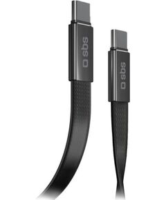 SBS Slim charging and data cable, 60 W, 1 m, USB-C, black - Cable Дата USB-кабели