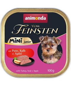 ANIMONDA Vom Feinsten Junior Mini Turkey with veal and apple - wet dog food - 100g Suņu barība
