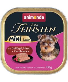 ANIMONDA Vom Feinsten Junior Mini Poultry with game and cranberries - wet dog food - 100g Suņu barība