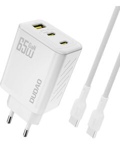 Charger Dudao A29C GaN 65W 2xUSB-C/USB-A + USB-C to USB-C cable 1.0m white Telefonu lādētāji 220v