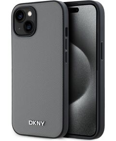 DKNY -  DKNY PU Leather Silver Metal Logo Magsafe Case for iPhone 13 Grey Чехлы - альтернативные