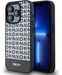 DKNY -  DKNY PU Leather Repeat Pattern Bottom Stripe MagSafe Case for iPhone 14 Pro Max Black Чехлы - альтернативные