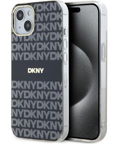 DKNY -  DKNY PC/TPU Repeat Pattern Tonal Stripe Magsafe Case for iPhone 15 Black Чехлы - альтернативные
