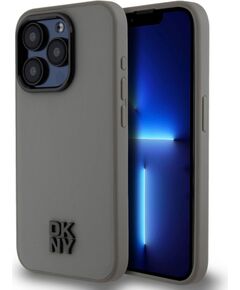 DKNY -  DKNY PU Leather Stack Logo Magsafe Case for iPhone 15 Pro Max Grey Neoriģinālie Maciņi